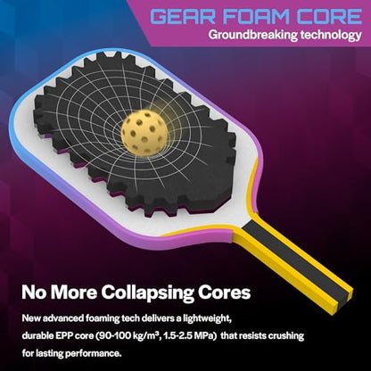 3D-T700-18K Carbon Fiber Pickleball Paddle with 14mm Foam Core, USAPA Approved Premium Pickle Ball Racket Set with Enhanced Spin, Balance Control & Power, Gearfoam Max
