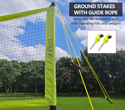 Zdgao Volleyball and Badminton Combo Set for Backyard - 20FT/32FT Volleyball/Badminton Net with Adjustable Height Pole,Anti-Sag System,Volley Ball, Badminton Racquets,Boundary Line and Carry Bag - color: Yellow, style: 32FT Volleyball/Badminton Net