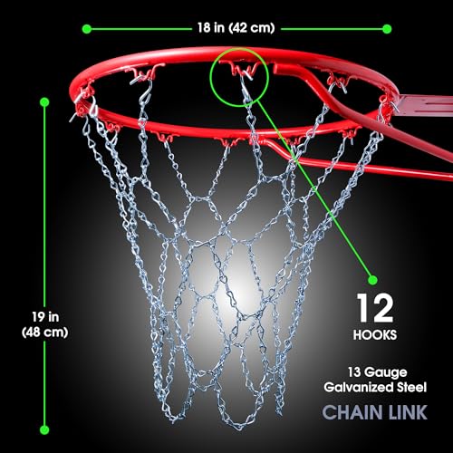Cannon Sports Heavy Duty Chain Basketball Net – Rust Proof, All Weather Metal Net Replacement - Official Standard 12-Loop Metal Net for Indoor/Outdoor Basketball Rims