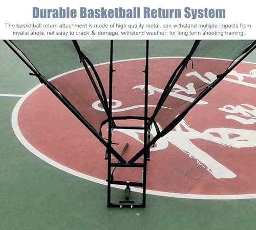 Basketball Shooting Machine Hanging Basketball Shooting Trainer for Hoop, Indoor Outdoor Basketball Return System,180 Degree Rotatable Chute