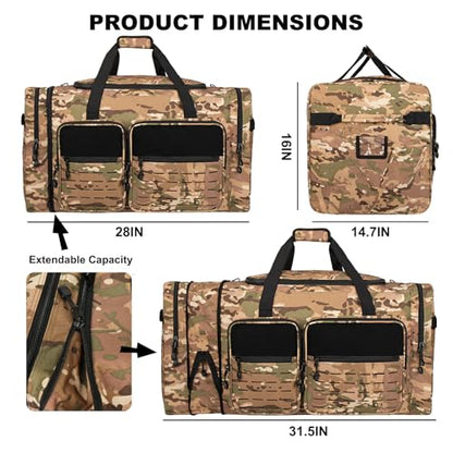 Goloni 130L Expandable 32" Heavy Duty Extra Large Duffel Bag,Sports Gym Equipment Travel Duffle Bag for Soccer Baseball Basketball Hockey Football Team Coaches & More - color: Yellow Camo
