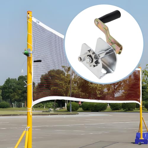 Hand Crank Tensioner, Hardware Crank Tensioning Device Replacement with Long Detachable Handle Tennis Post Reel Tennis Post Winder Accessories for Outdoor Volleyball Badminton Tennis Pole Net