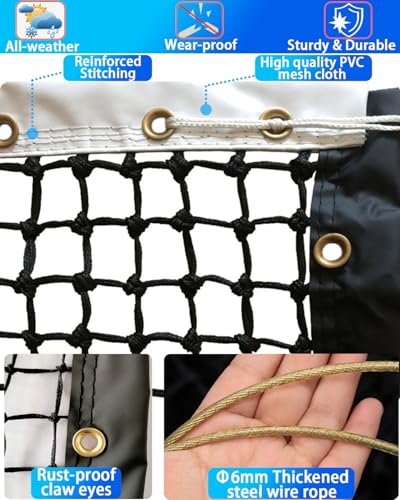 Tennis Net, Heavy Duty Professional Tennis Nets Thicken Court Net Standard 42 FT - Game Play Grade Replacement Portable Nets Nylon for Outdoor/Indoor Standard Courts [ Include Center Strap ]