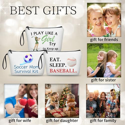 Baseball Themed Travel Makeup Bag, Multifunctional Cosmetic Case, Multicolour, Women's Gift for Mom, Sister, Friend, Travel/On-the-go, Daily Use, Toiletry - color: baseball 1