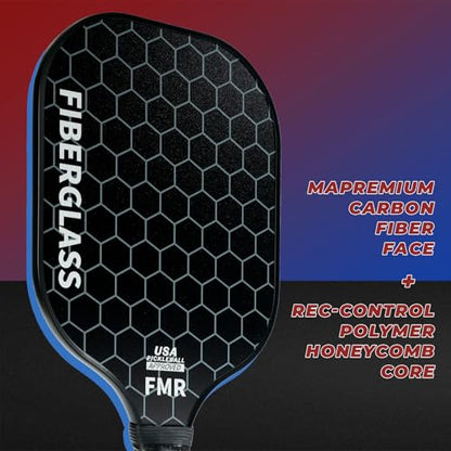 Pickleball Paddles Set of 2 with 4 Balls - USAPA Approved Fiberglass Surface, Lightweight, Non-Slip Grip - Premium Paddle Set for All Skill Levels Indoor & Outdoor - color: Black