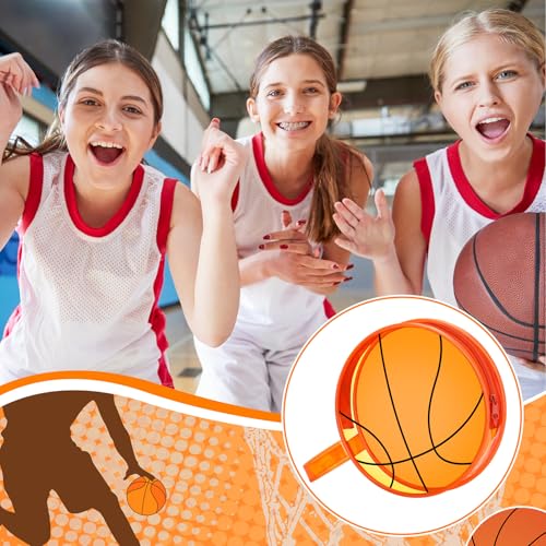 Reginary 12 Pcs Basketball Clear Makeup Bag Cosmetic Snack Bag with Zipper Handle Strap Waterproof Travel Vacation Toiletries Accessories for Friends Women Basketball 2026 Senior Night Team Gift - style: Basketball