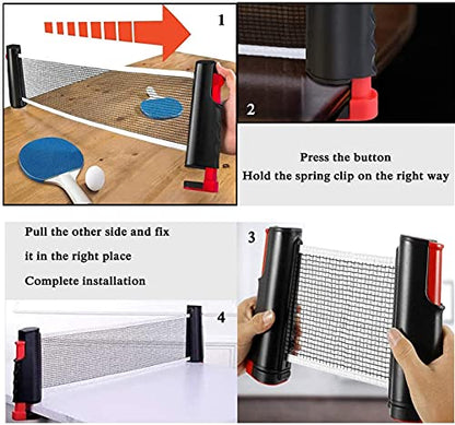 Table Tennis Nets, Adjustable Retractable Net Ping Pong Replacement Net, Portable Travel Holder Ideal for All Types of Tables, 170(max) x 19cm