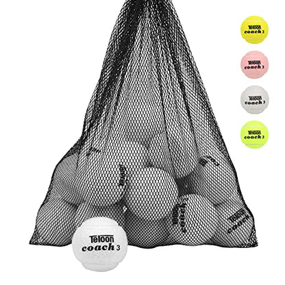 Teloon Pressure Training Tennis Balls-12 or 18 Count-Mesh Carry Bag，4 Colors Available，Pressureless Training Exercise Tennis Balls for Beginners. - color: White-18pcs