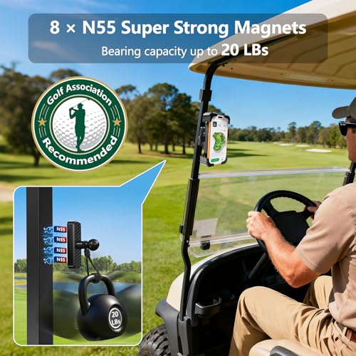 KingofKings Golf Cart Phone Holder, Golf Gifts for Men Him Dad Boyfriend, Golf Cart Accessories, Universal Magnetic Phone Mount for Golf Cart, Golfers Must Haves Gadgets 2026-360° Rotatable