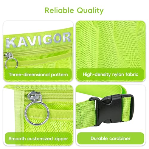 KAVIGOR Pickleball & Tennis Ball Holder Waist Pouch Holds 3-4 Balls, Multi-Functional Sports Belt Bag with Zipper Pocket and Carabiner - color: Green