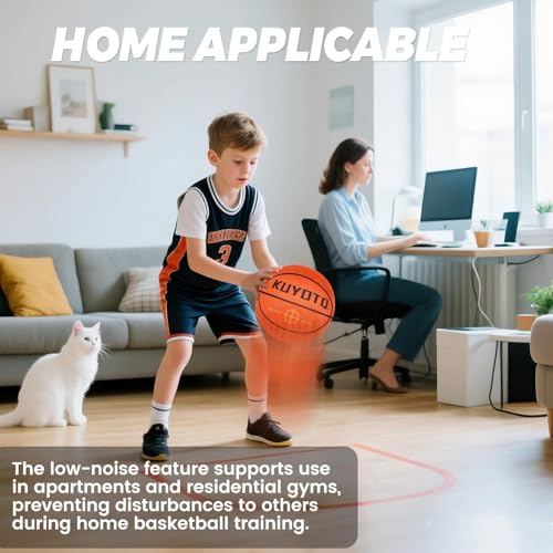 KUYOTQ Size 5 Silent Basketball with Soft Cloth Cover, No Shedding, No Residue, Durable Quiet Indoor Training Basketball, for Apartments & Home Gyms, No Pump Needed
