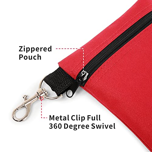Golf Tee Pouch, 5.62 X 6.87 Inch Professional Zipper Golf Tee/Ball Pouch Bag with Metal Lobster Claw Clip - color: RED