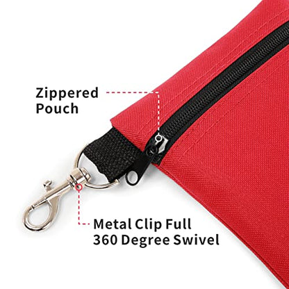 Golf Tee Pouch, 5.62 X 6.87 Inch Professional Zipper Golf Tee/Ball Pouch Bag with Metal Lobster Claw Clip - color: RED