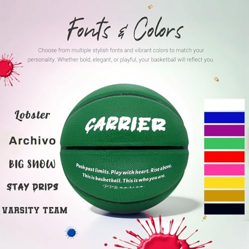 Custom Personalized Basketball with Name – Official Size 7/6 Composite Leather Indoor Outdoor Basketball – Unique Gift Ball for Players, Teams & Coaches