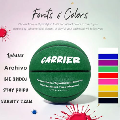 Custom Personalized Basketball with Name – Official Size 7/6 Composite Leather Indoor Outdoor Basketball – Unique Gift Ball for Players, Teams & Coaches