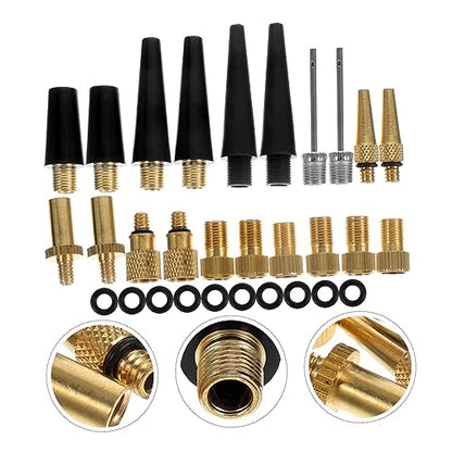 Garneck 30pcs Air Nozzle and Needle Set for Bike Pump Valve Adaptor Ball Pump Gauge Inflator