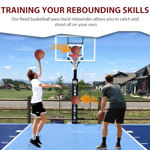 Basketball Rebounder, 40"x40" Multi-Sport Training Rebound Net Adjustable Passback Net Setup on Poles, Ball Return System Suit for Basketball Volleyball Tennis Pickleball Baseball Practice