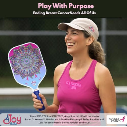 4Joy AMP4 Pickleball Paddle – T700 Carbon Fiber, Lightweight 7.5 oz, Wide Face for Control, 14mm Core, Beginner to Low-Intermediate - USAP Approved - style: DinkforPink