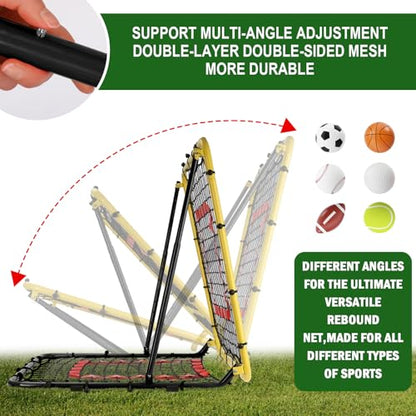 BaseGoal Baseball and Softball Rebounder Net,Baseball Rebounder,Volleyball Rebounder,Pitch Back Net,Multi-Sport Training Rebound Screen,with Pitching Target,Easy Adjustable Angles - style: 33.5x33.5 in Yellow