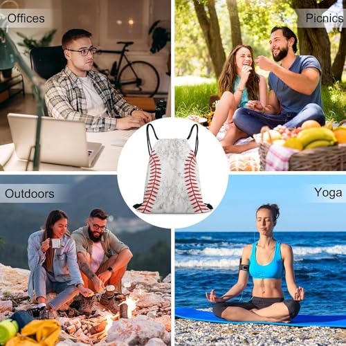 Baseball Drawstring Backpack - Cute Cinch Sack, String Backpacks for Kids Women Men Boys Girls for Gym Outdoor Sports Travel Athletic Drawstring Bag - Lightweight/Foldable