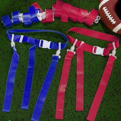 Peryiter 2/12/24/36 Player Flag Football Belt, Adjustable Football Belts and Flags for Kids Youth Adult Sport Team Training - color: Blue, Red