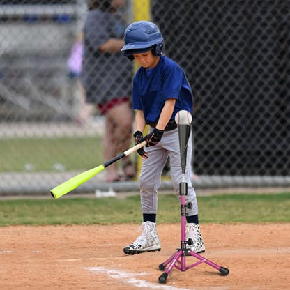 Baseball Tee Batting Tee Softball Tee Portable Travel Hitting Tee,Easy Adjustable Height,Stable Tripod Stand - color: Purple, style: Tee Pro