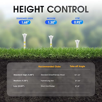 WVM Professional Plastic Golf Tees 152 Pack Combo, High & Low Tee Set with Enhanced Durability, Engineered for Stability, Low Friction, & Reduced Side Spin