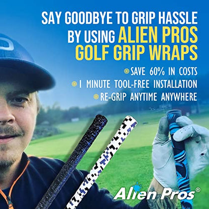 Alien Pros Golf Grip Wrapping Tapes - Innovative Golf Club Grip Solution - Enjoy a Fresh New Grip Feel in Less Than 1 Minute - style: 3-Pack Black Stars