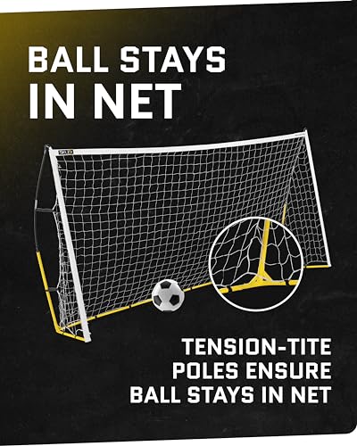 SKLZ Quickster Soccer Goal - Portable Goal for Backyard & Field - Durable Tension-Tite Frame & Heavy Gauge 2-Ply Net - Adjustable Click-Lock Poles, Metal Stakes - Carrying Case with Handle - style: 6 x 4 Feet