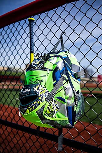 Rawlings | REMIX Backpack Equipment Bag | T-Ball & Youth Baseball / Softball | Green - color: Neon Green, size: Youth