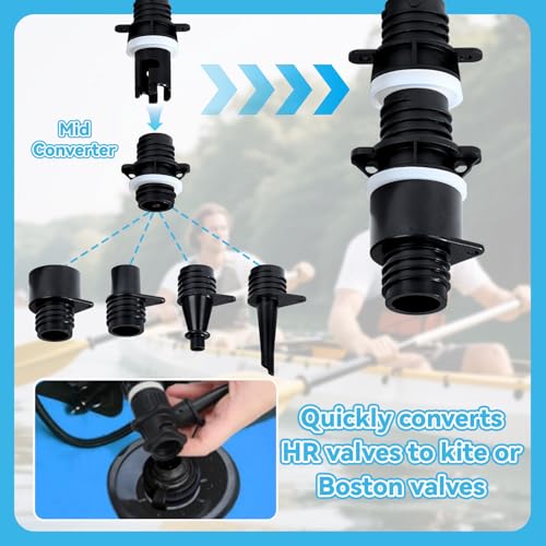 Paddle Board Pump Adapter Set Universal Sup Pump Adaptor Hose with 7 Air Valve Nozzles Boat Air Compressor Valve Converter Swivel Threaded Connector Kits for Inflatable Paddleboard Boat Tent Kayak