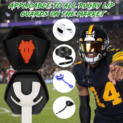 Sports Lip Guard Case with Clip, Specializing Storage of Mouthguards with Lip Protection. Compatible with Various Brands of Football Lip Guard, Black+Orange.