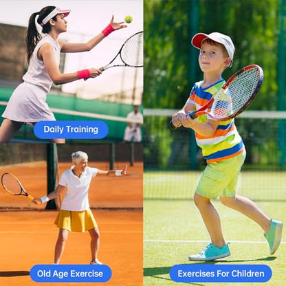 Tennis Trainer Rebound Ball with 3 String Balls, Portable Tennis Training Tool Suitable for Beginners Sport Exercise-Blue