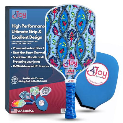 4Joy Pickleball Paddle Premio Series - Thermoformed Premium T700 Carbon Fiber Pickleball Paddless - Professional Pickleball Rackets for Women & Men - 16mm Honeycomb Core - USAP Approved - style: Damask