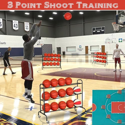 FHXZH Basketball Rack Training Stand - Tilt Ball Training Equipment Holder Shooting Rolling Storage Cart with Wheels Sports Outdoor Volleyball Soccer Football Garage Organizer Basketball Accessories