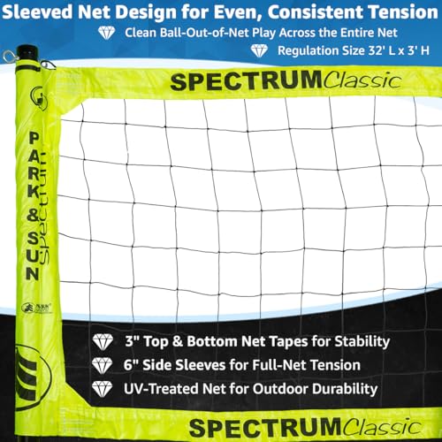 Park & Sun Sports Spectrum Classic: Adjustable Professional Outdoor Volleyball Net System - color: Classic Yellow
