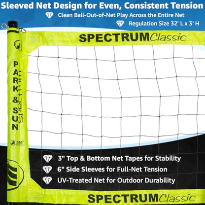 Park & Sun Sports Spectrum Classic: Adjustable Professional Outdoor Volleyball Net System - color: Yellow