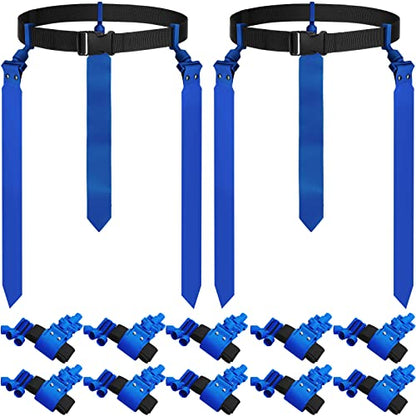 Hungdao 10/12 Players Flag Football Belts and Flags Adjustable Football Belts for Kids Teens Adults Team Training Sport Event - color: Blue