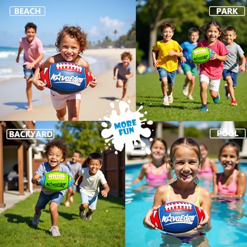 8.5-Inch All-Weather Football for Kids | Land & Water Play on Lawn, Playground, Pool, Beach | Waterproof with Grips & Laces | Includes Pump | Choose 1 or 2 Ball Pack - color: Blue x1