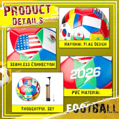 Tellingyou 2026 World Flag Soccer Ball Bulk with Pump Needle Multi-Country Design for Adults Team Training Club Events Sports Parties and Soccer Fan Gifts - size: Size 4