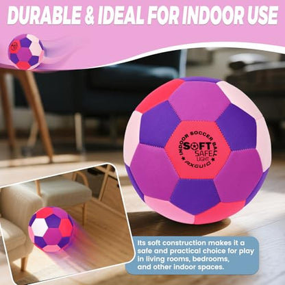 Soft Fabric Indoor Size 4 Soccer Ball, Safe and Soft Indoor Kids Youth Practice Size 4 Soccer, Lightweight House Training for Dribbling & Juggling at Home(Deflated)