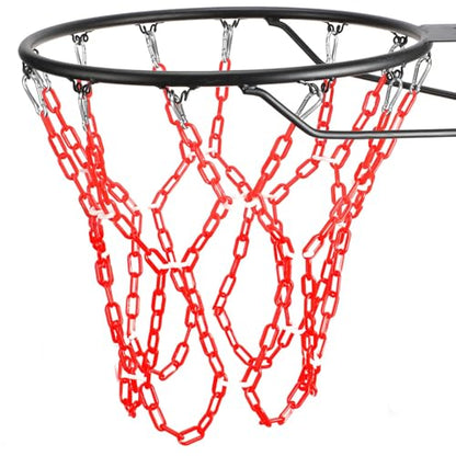 Basketball Net Replacement Heavy Duty,Resin Material, Anti-Rust Use Indoor Outdoor Standard 12-Ring Basketball Hoop - style: red