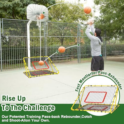 BaseGoal Baseball and Softball Rebounder Net,Baseball Rebounder,Volleyball Rebounder,Pitch Back Net,Multi-Sport Training Rebound Screen,with Pitching Target,Easy Adjustable Angles - size: 47x47 IN, style: Yellow