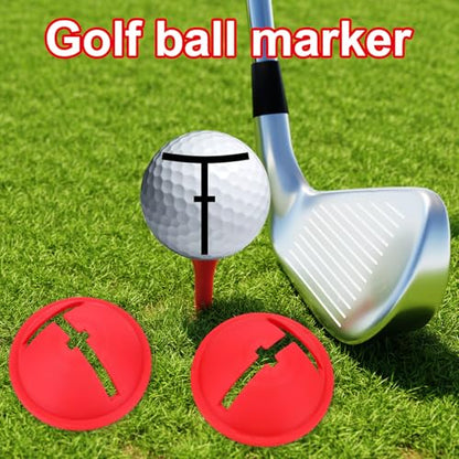 Golf Ball Marker Set, Golf Ball Line Marker Tool with Marking Pen Red Plastic Alignment Labeler Stencil Accessories for Precision Putting & Target Line Accuracy - style: Style A