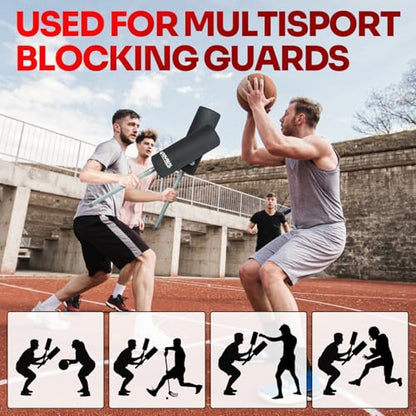 SPOYNAL Inflatable Padded Blocking Guards - 2 Pack Basketball Blocking Pads Football Training Equipment with Pugil Sticks, Defense Pads for Lacrosse, Boxing, Martial Arts Practice Accessories