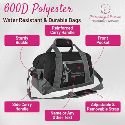 14” Small Sports Duffel Bags for Kids - Waterproof Travel Duffle Bag with Name and Swimming Design - Pink Two-Toned Kids Weekender Bag for Boys and Girls - color: Pink, style: Swimming