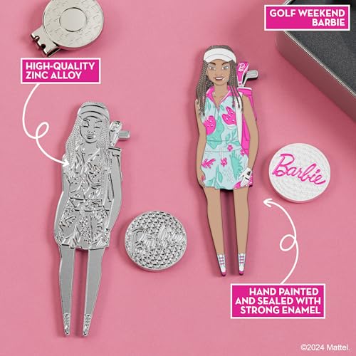 Barbie Golf Weekend Barbie Golf Divot Tool and Ball Marker – Magnetic Collectible Golf Gift Set with Hat Clip & Tin for Golfers, Golf Accessories for Women