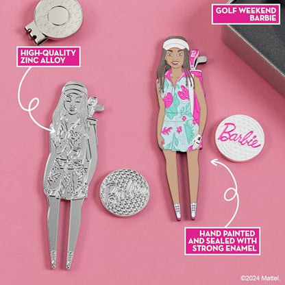 Barbie Golf Weekend Barbie Golf Divot Tool and Ball Marker – Magnetic Collectible Golf Gift Set with Hat Clip & Tin for Golfers, Golf Accessories for Women