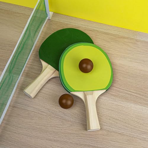 Gift Republic Smashing Avocado Table Tennis Game You Guac Served Portable Table Tennis Net Ball & 2 Table Tennis Bats Holiday Game Ping Pong