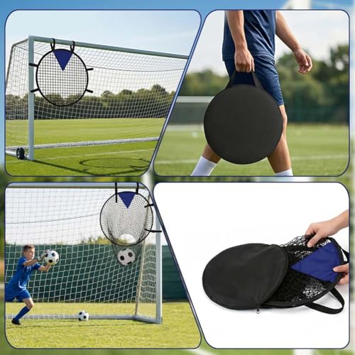 2PCS Top Bins Soccer Goal Target with Carry Storage Bag for Passing Volley Shooting Accuracy Practice Soccer Training Easy to Attach Detach Football Target Net Practice Equipment Trainer Gift